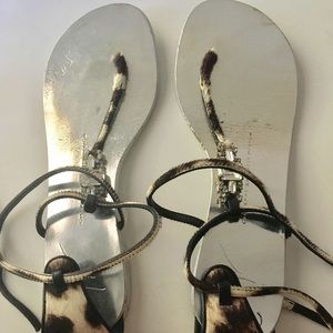 Giuseppe Zanotti flat silver sandals